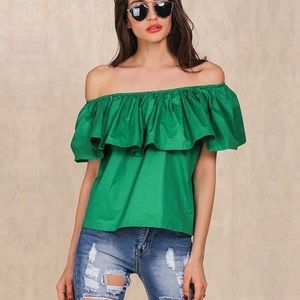 NWT green shoulderless green tube top